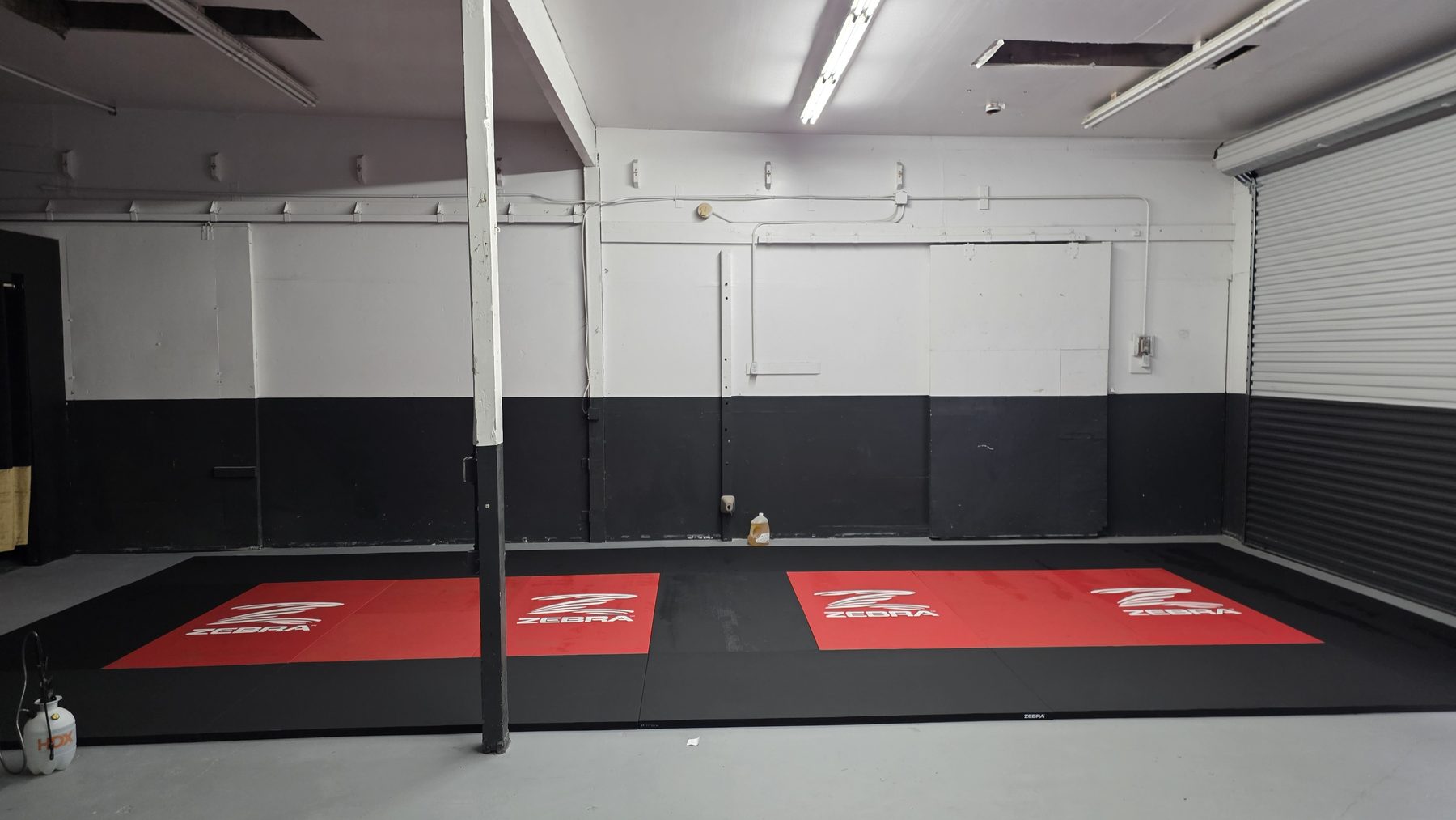 Open mat space with black and red Zebra training mats